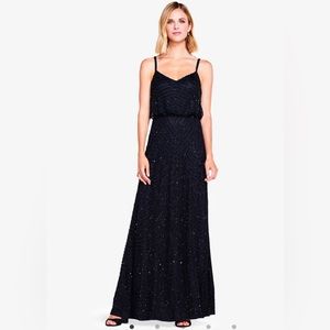 Long black beaded formal gown